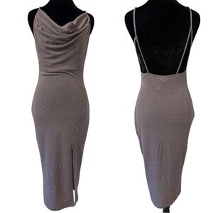 Sparkly Dress with Cowl Neck and Low Back
